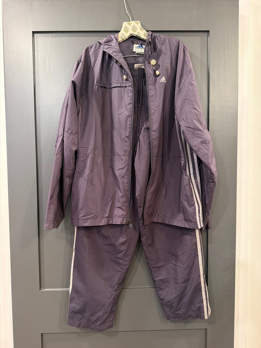 vintage Adidas two-piece windbreaker tracksuit set